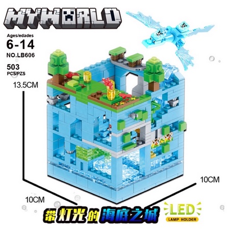 Xếp Hình Lego Minecraft LB606 - Thành Phố Băng Rồng Ender Có Đèn Led 503 Mảnh Ghép