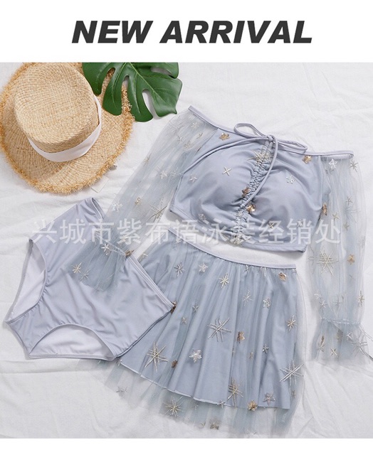 (Có sẵn) Đồ bơi/ bikini ren công chúa 3 chi tiết
