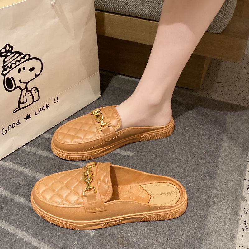 Dép Bít Mũi Đế Bằng Chống Thấm Nước Chống Trượt Thời Trang Xuân Thu Cho Nữ