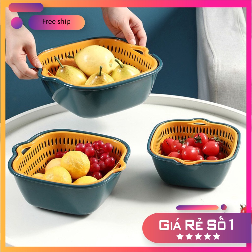 Bộ Rổ 6 Món Kèm Chậu Chất Liệu Nhựa Cao Cấp, Đựng Đồ Đa Năng