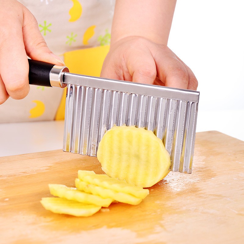 1 Dụng Cụ Cắt Khoai Tây Gợn Sóng Bằng Thép Không Gỉ