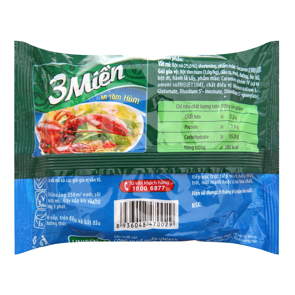 Mì 3 Miền tôm hùm gói 65g
