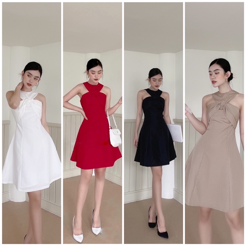 ĐẦM CỔ YẾM THIẾT KẾ XOẮN NGỰC - HÌNH CHỤP THẬT -