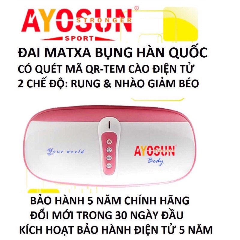 Máy massage giảm béo bụng Hàn quốc Ayosun, rung nhào matxa hiệu quả