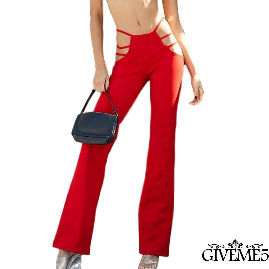 Quần Dài Ống Loe Màu Trơn Thời Trang Nữ Tính