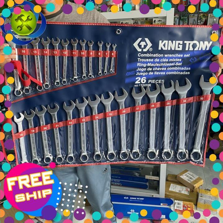HÀNG CHÍNH HÃNG Bộ cờ lê vòng miệng 26 chi tiết 6-32mm Kingtony 1226MR