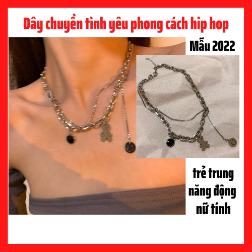 Dây chuyền nữ phong cách hip hop,vòng đeo cổ nữ trẻ trung năng động và đầy nữ tính chất liệu thép không gỉ mẫu 2022