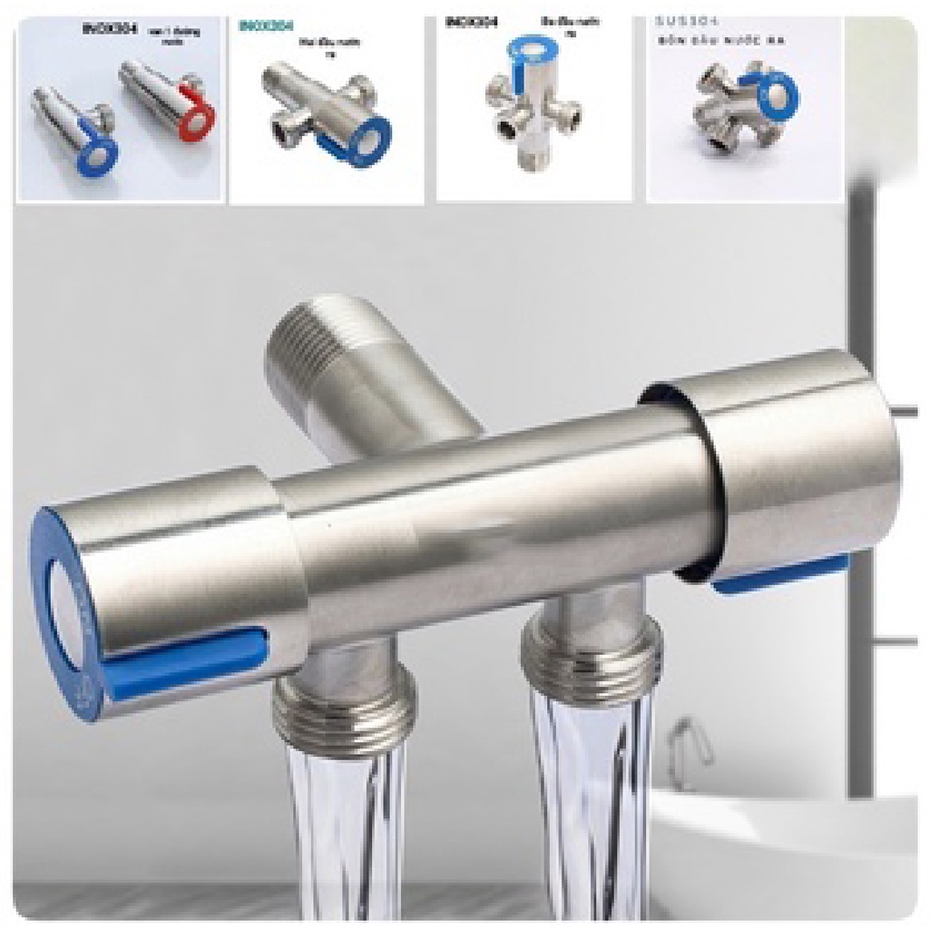 Van khoá chia nước đa năng đơn lạnh thép không gỉ 304 1, 2, 4 đầu ra cho bồn cầu vòi xịt vệ sinh phòng tắm - Sentaku