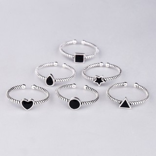 Nhẫn Bạc 925 hình học đính đá nhẫn đeo tay nam nữ thiết kế thời trang phong cách Hàn Quốc