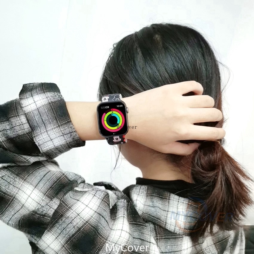 Dây Đeo Silicon Hình Chuột Mickey Cho Đồng Hồ Thông Minh Apple Watch Series 7 6 SE 5 4 3 2 1 45mm 41mm 38mm 42mm 40mm 44mm