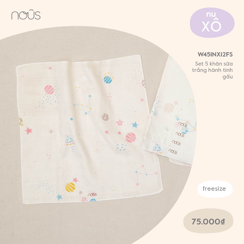 NOUS Set 5 khăn sữa 30x30cm