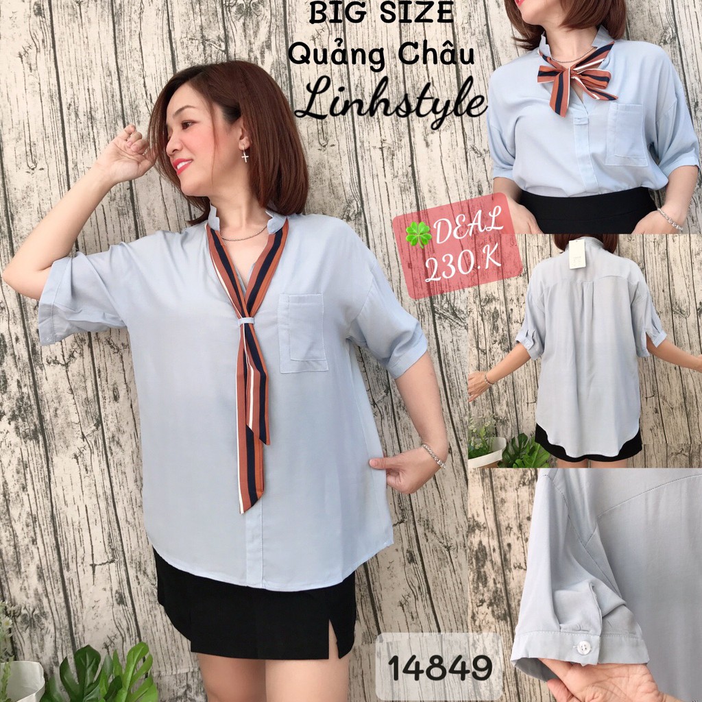 Sơ mi BIGSIZE cổ V somi công sở 14849