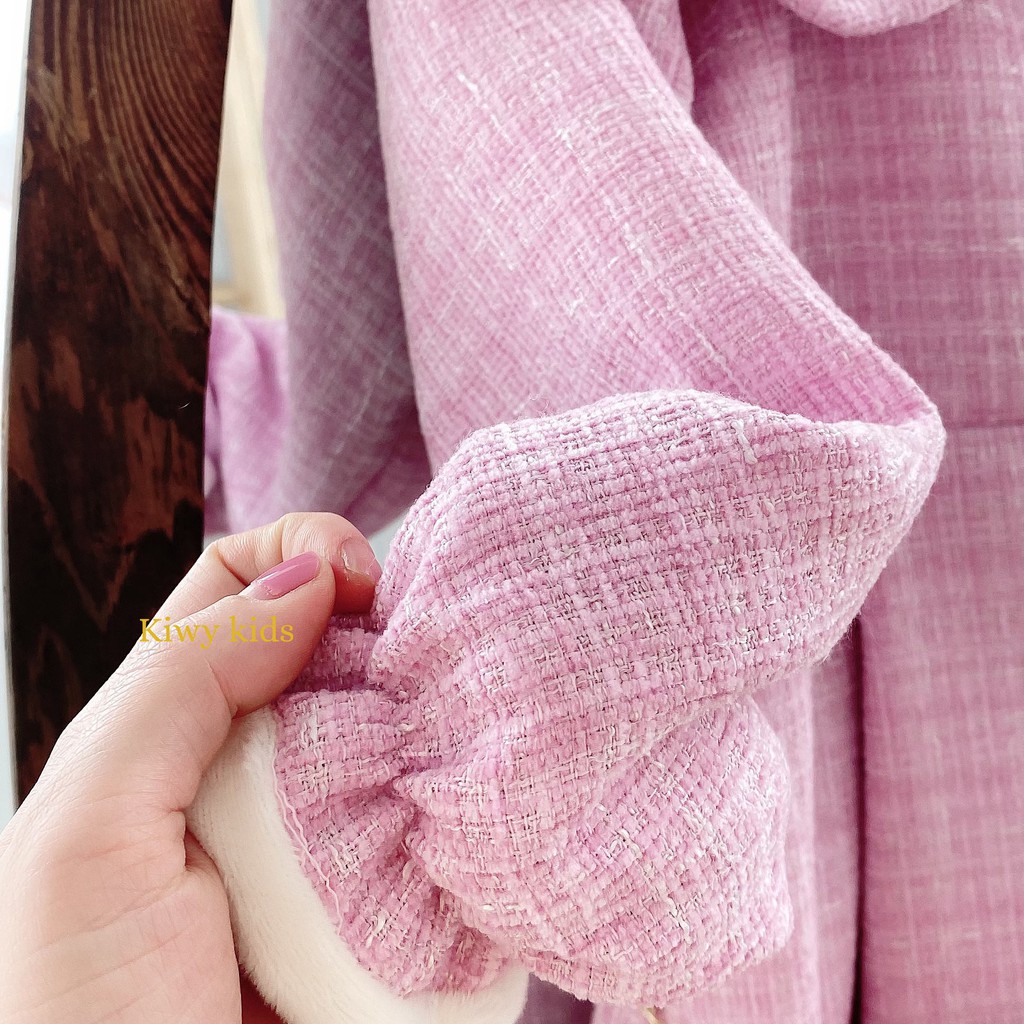 Váy dạ Tweed dáng bánh bèo KIWY KIDS63 lót lông mềm mịn cho bé gái từ 1-10 tuổi