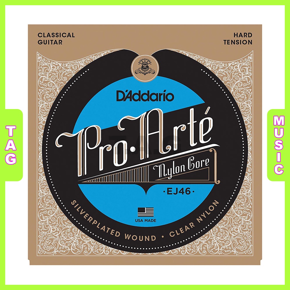 Dây nylon đàn Guitar Classic D’Addario EJ46 Pro-Arte Clear, Silverplated Wound, Hard Tension chính hãng USA (Mỹ)