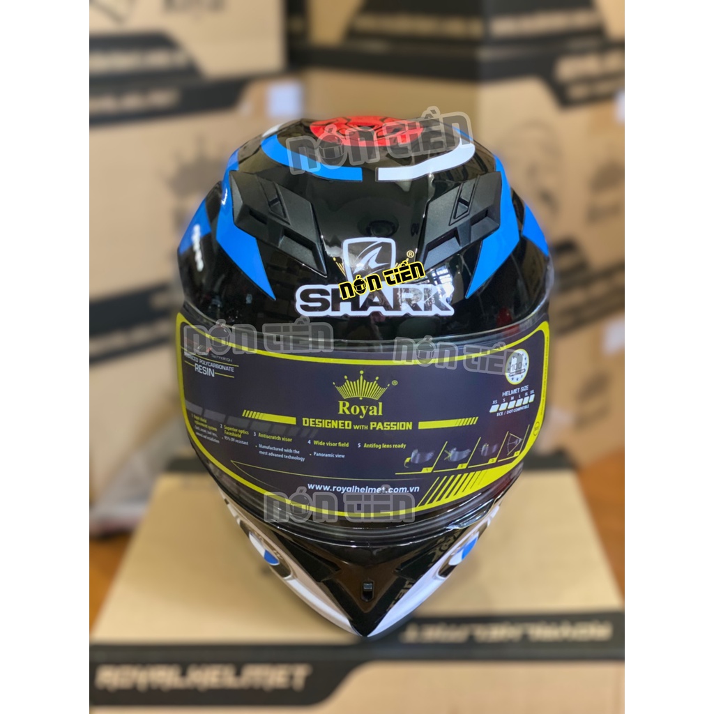 Mũ Full Face 2 Kính Royal M266 bản tem BMW SHARK XANH DƯƠNG cực đẹp, MUA 1 mũ  TẶNG 1 quà , Bảo hành 12 tháng