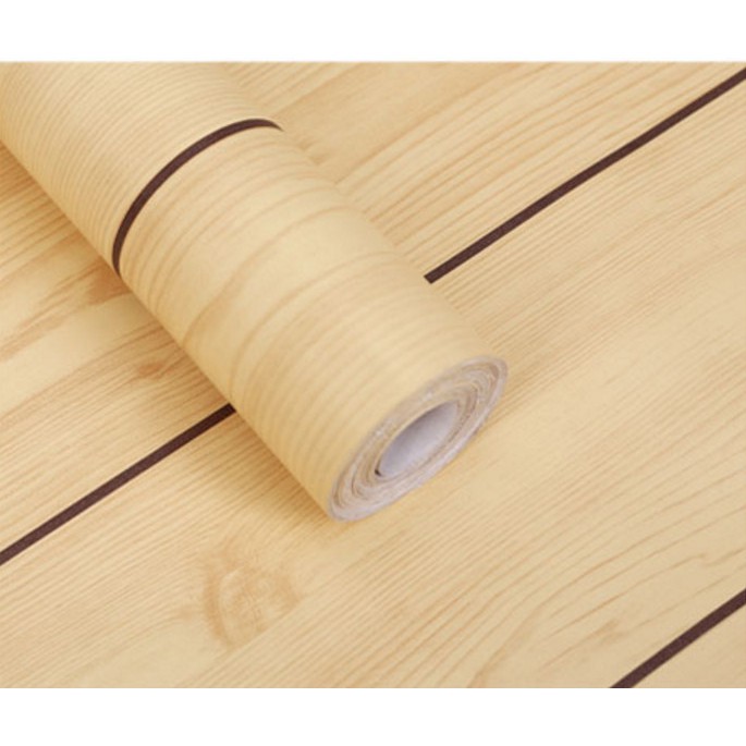 1 mét Decal giấy dán tường giả ván vàng sọc khổ 45cm keo sẵn