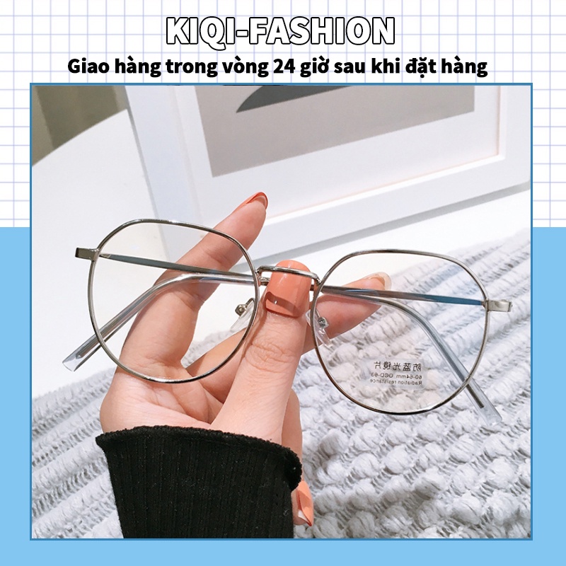 Mắt kính gọng kim loại viền bo tròn chống ánh sáng xanh thời trang cho nam và nữ