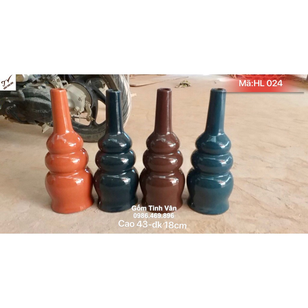 Hồ lô thu lôi chống sét tròn 3 bầu giá rẻ nhất, mã HL024, cao 43 đường kính 18 cm, gốm sứ bát tràng tinh vân