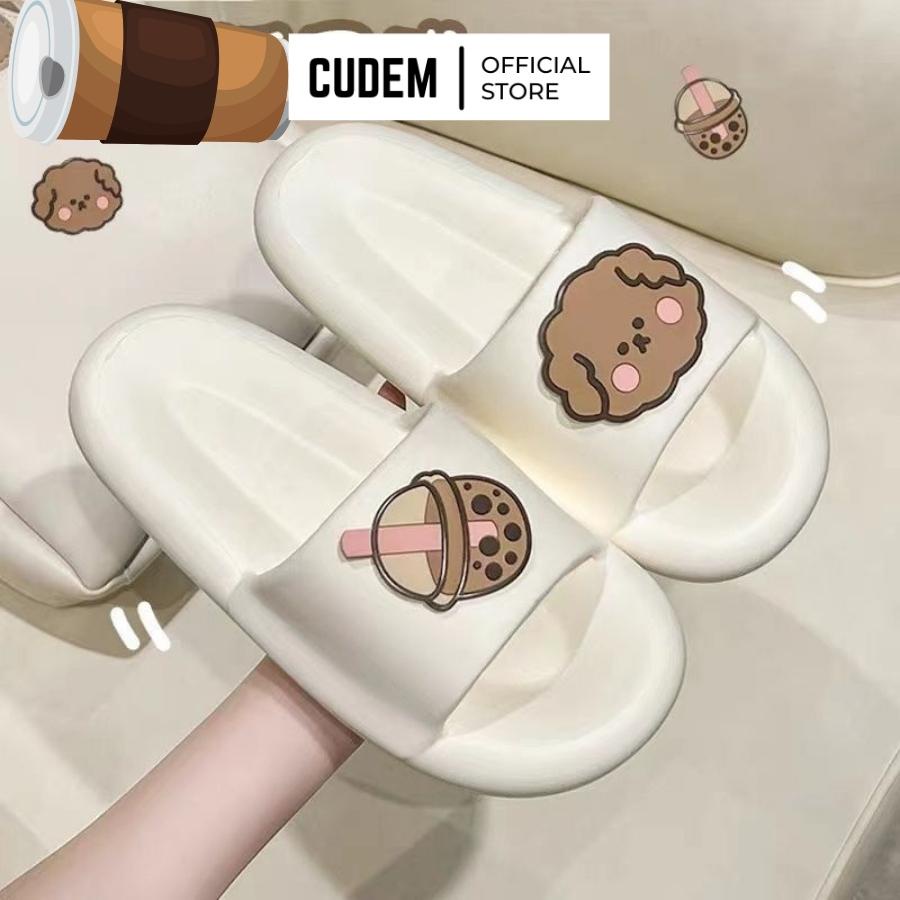 Dép nữ quai ngang đi trong nhà hình Gấu Cafe dày dặn, êm ái D2