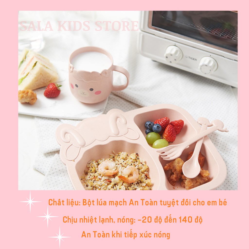 Khay Ăn Dặm Lúa Mạch Khay Cơm Đựng Thức Ăn Cho Bé Hình Cừu Xinh Xắn SALA KIDS