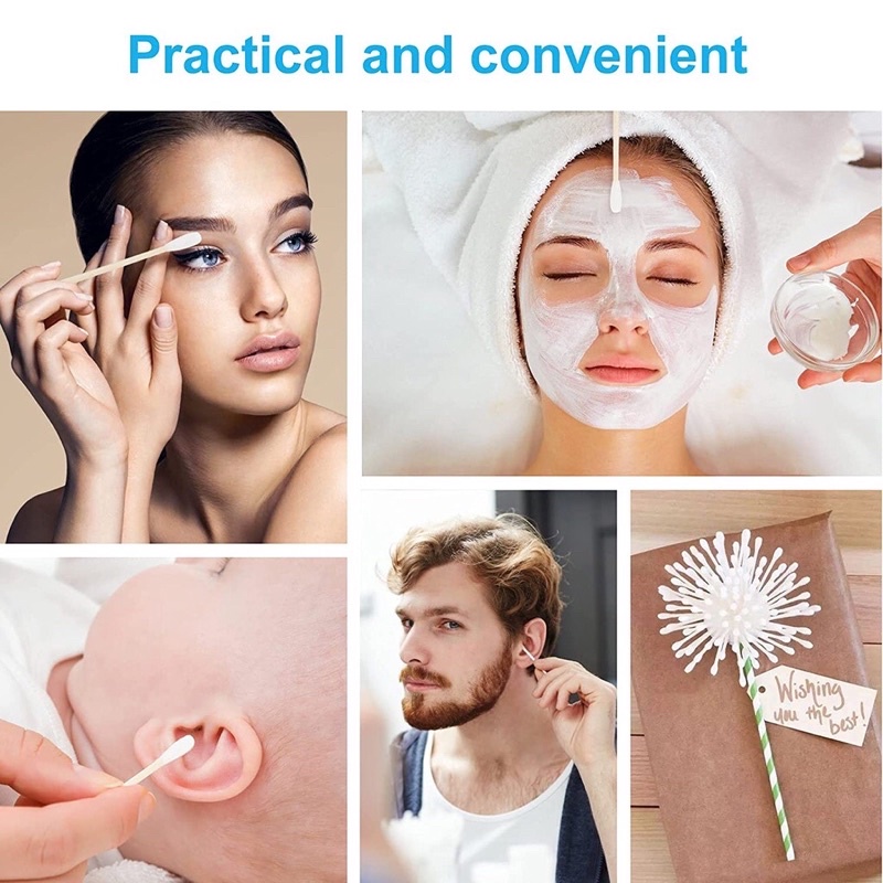 Gói 100 cây tăm bông thân tre hữu cơ tự nhiên có thể phân hủy sinh học