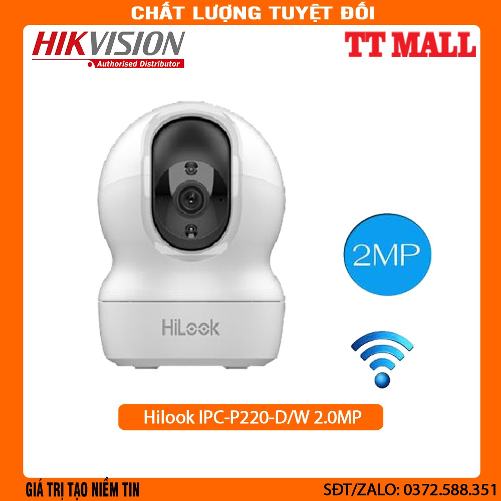 [Mã ELHAMS5 giảm 6% đơn 300K] Camera không dây IP wifi Hikvision Hilook IPC-P220-D/W 2.0 Megapixel