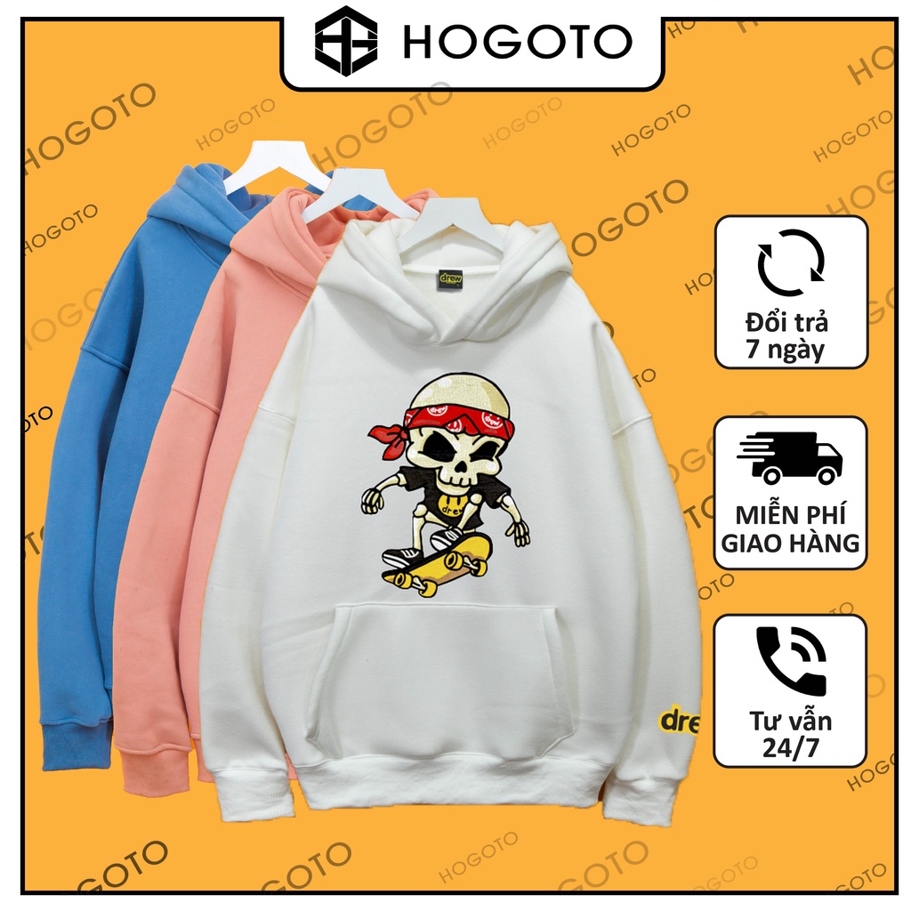 Áo nỉ HOODIE drew xương trượt ván Hogoto shop , áo hoodie drew nỉ bông unisex