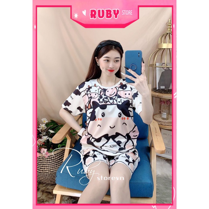 Bộ đồ bò sữa trẻ em người lớn đến 70kg form rộng unisex mặc nhà dễ thương ❤ Set bộ bò sữa cho mẹ và bé DBRBD FULL SIZE