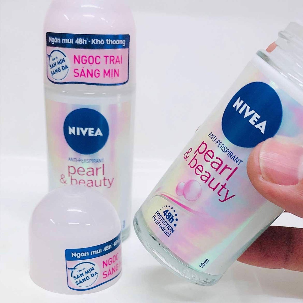 Lăn Ngăn Mùi Dưỡng Trắng và Giảm Thâm  Nivea Pearl &amp; Beauty Hiệu Quả Suốt 48h 50ml - 83735