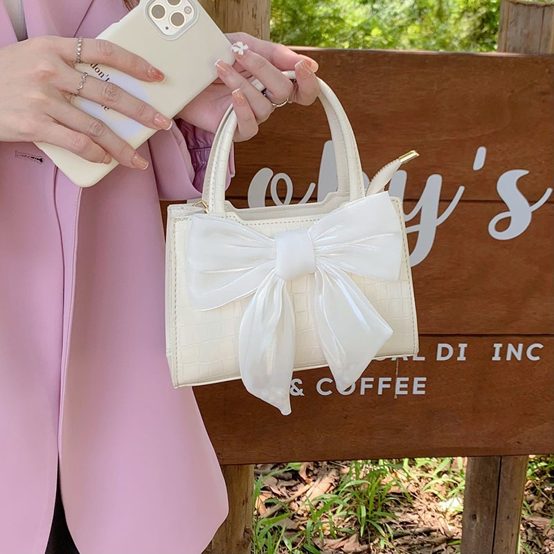 Túi Đeo Chéo Hình Vuông Đính Nơ Thời Trang Mùa Hè 2022 Cho Nữ