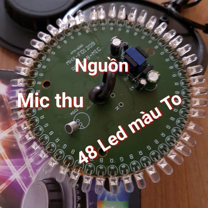 Đèn 48 led trang trí tự đổi màu cảm ứng âm thanh