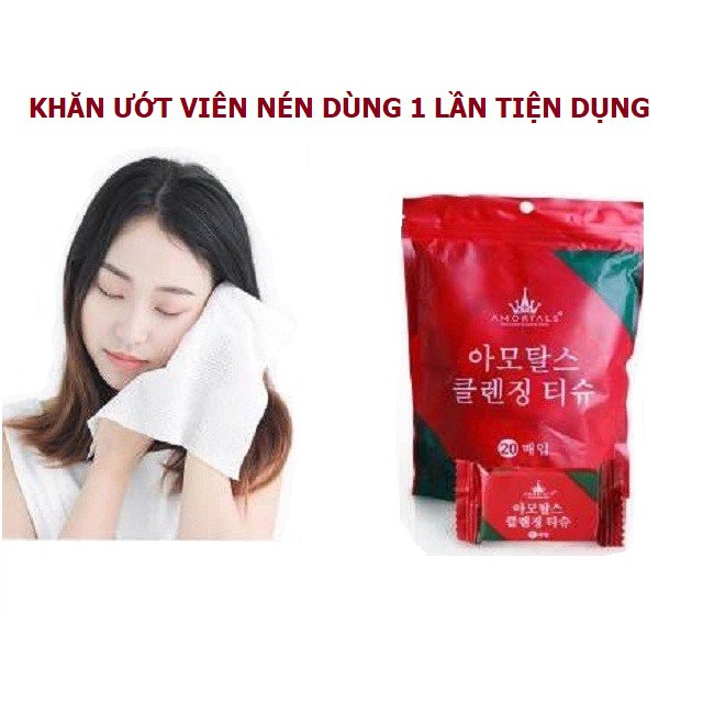 10 Viên Nén Khăn Ướt Nhỏ Gọn, Khăn Giấy Ướt Mini, Chất Liệu Mềm, Mịn, Sạch Sẽ, Khăn Giấy Nén Hàn Quốc. Kingler 5850Set10