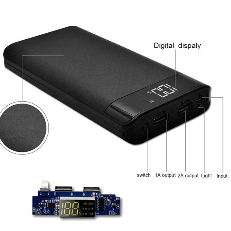 FUN Universal 5V 2A 3 USB Ports Power Bank Case Kit DIY 8X 18650 Battery Charger Box DIY
