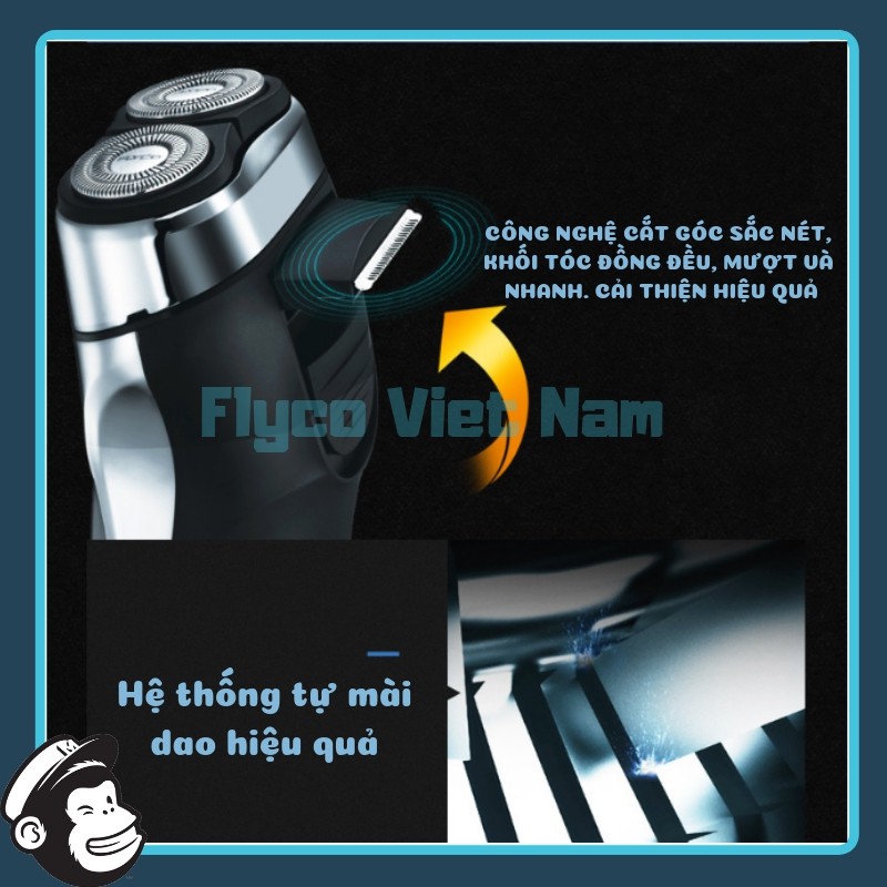 New Máy Cạo Râu Nam SF361 Flyco 3 Lưỡi Dao Thông Minh II BH 24 Tháng (Tông Đơ Bấm Cắt Tăng Tóc )