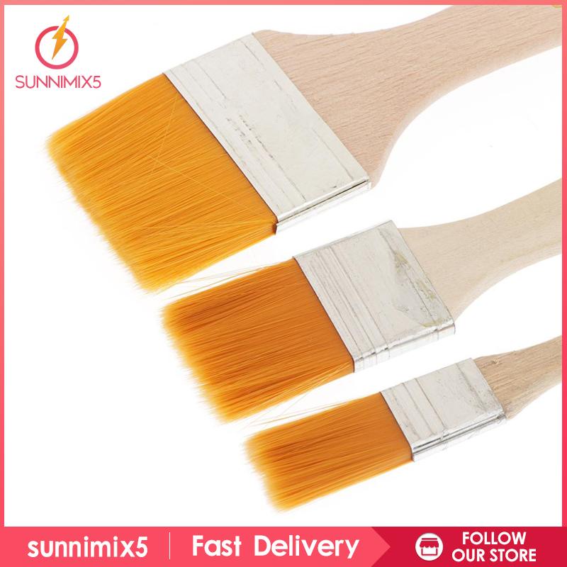 Bộ 3 Cọ Vẽ Tranh Sợi Nylon Tay Cầm Bằng Gỗ DIY