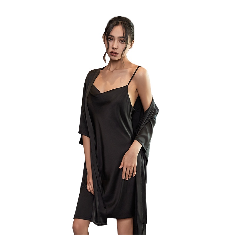 Áo Choàng Ngủ Không Tay Bằng Lụa Satin Dáng Dài Gợi Cảm