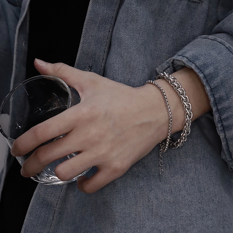 Vòng Đeo Tay Bằng Thép Titan Phong Cách hip hop Thời Trang