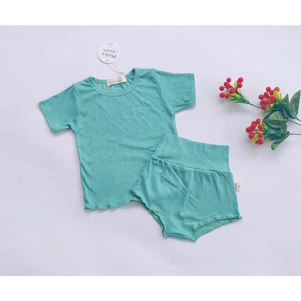 Bộ cộc tay vải tăm lạnh cho bé 7-18kg, quần cạp cao co giãn 4 chiều, hàng đẹp - BO29