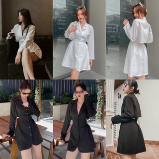 Đầm Kiểu ROSA CUT OUT DRESS style hàn xẻng thiết kế hở lưng bo chun phần eo co giãn cổ vest tinh tế phần áo tay dài
