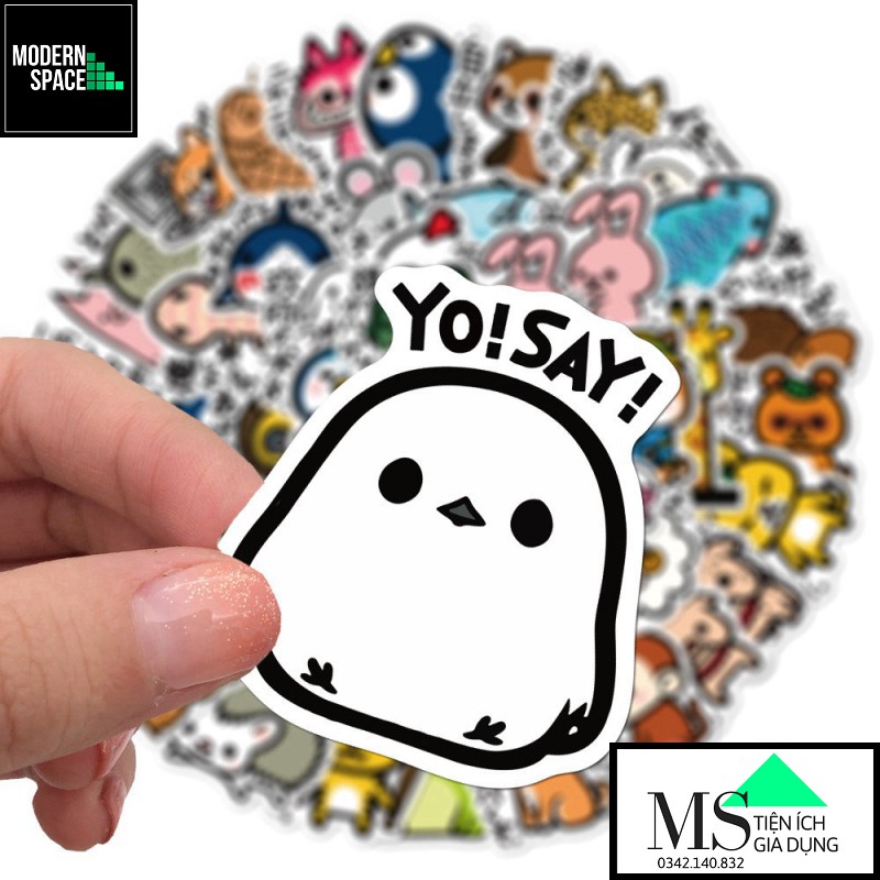 Sticker PVC Dễ thương ST-096 - Cả bộ 50 Hình Stickers Chống nước Dán Mũ bảo hiểm Vali Laptop Điện thoại Dán xe