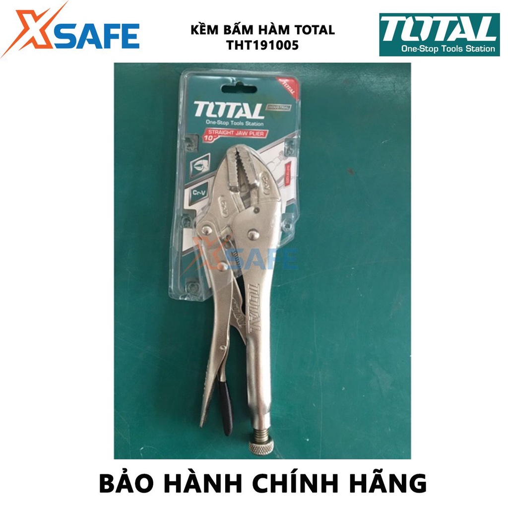 Kìm bấm khóa TOTAL THT191005 | Kềm bấm hàm Kích thước 10'' thép không gỉ, mạ niken bóng kẹp chặt, khóa, hỗ trợ siết lực