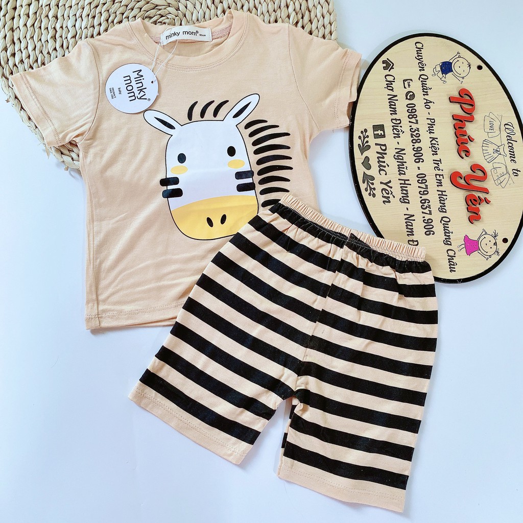 Bộ Cộc Tay Chất Thun Lạnh Hàng Minky Mom Họa Tiết Bò Đeo Kính Cho Bé (SP001390 )