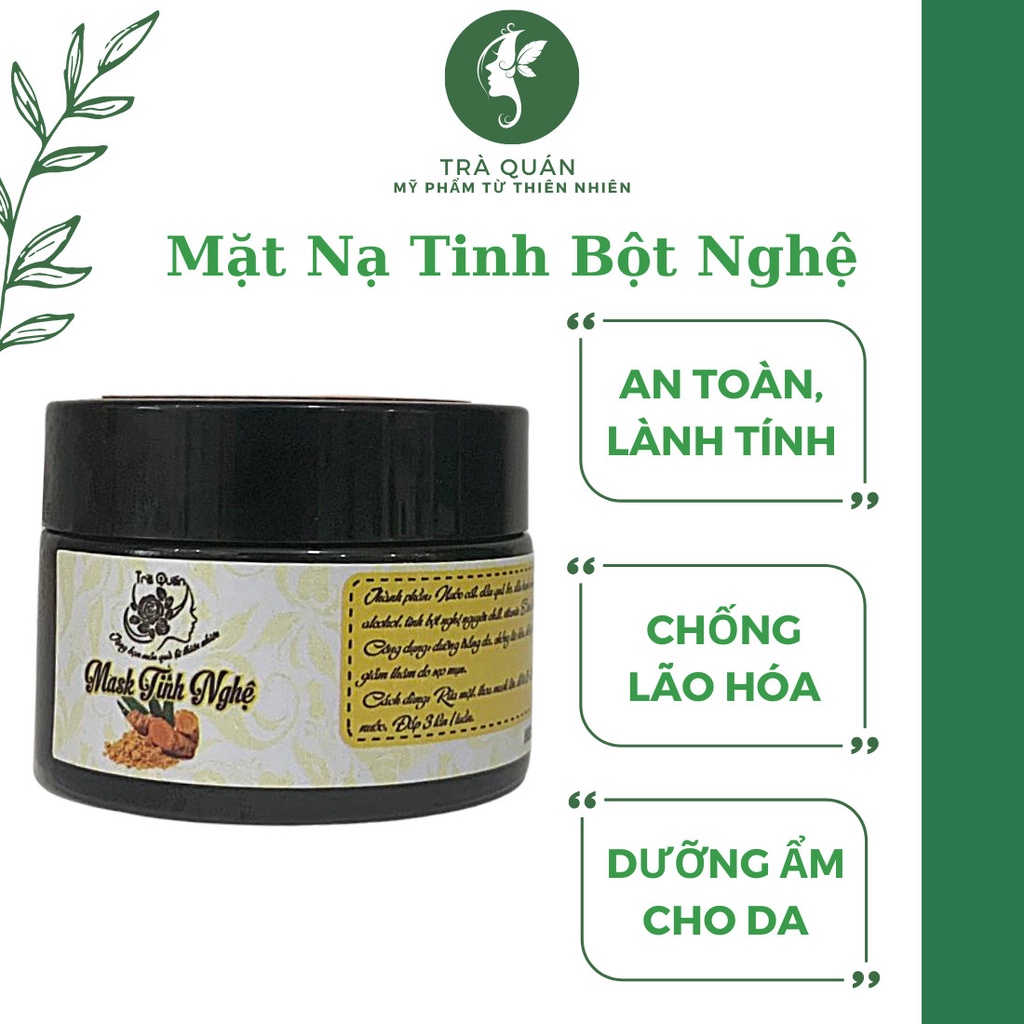 Mặt Nạ Tươi Dưỡng Da Than Hoạt Tính/Tinh Bột Nghệ/Sữa Non Giúp Dưỡng Trắng Da Cấp Ẩm Phục Hồi Làn Da Trà Quán 30g