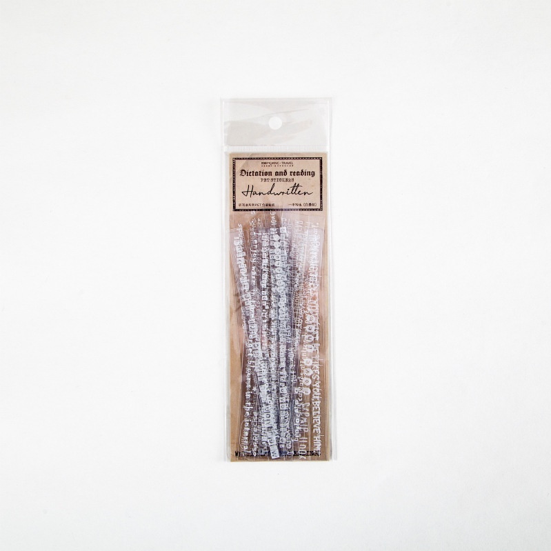 Set 20 Sticker Nhựa Pet Trong Suốt In Chữ Viết Tay Nghệ Thuật.