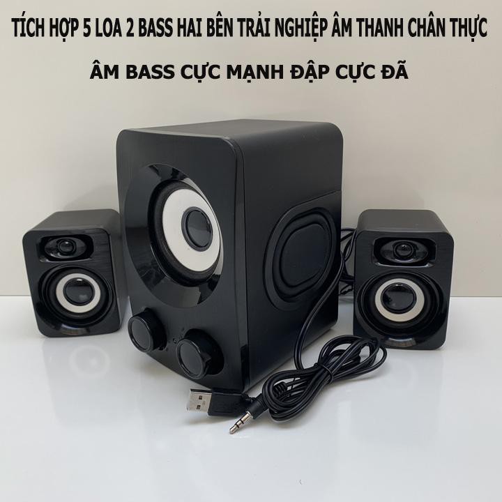 Bộ Loa Vi Tính 2.0 Có Dây Cắm Dành Cho Máy Tính Và Điện Thoại Âm Thanh Bass Căng
