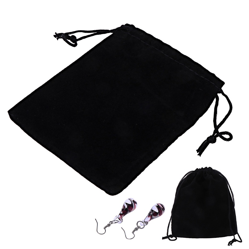 Túi Nhung Đen Đựng Trang Sức Có Dây Rút Tiện Lợi