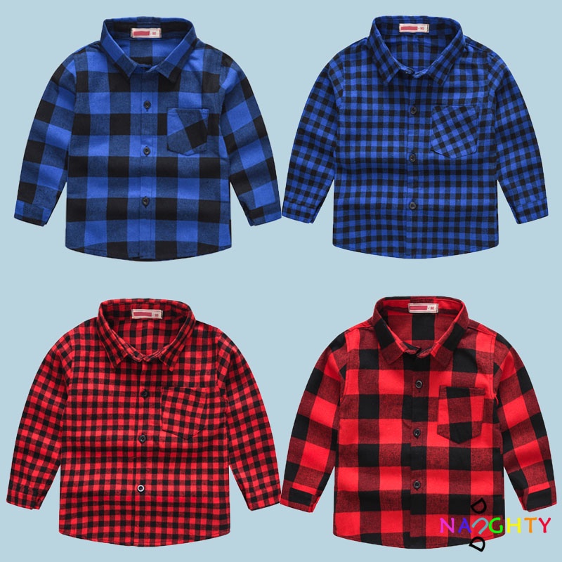 Áo Sơ Mi Tay Dài Kẻ Sọc Caro Thời Trang Cho Bé Trai 2-8 Tuổi