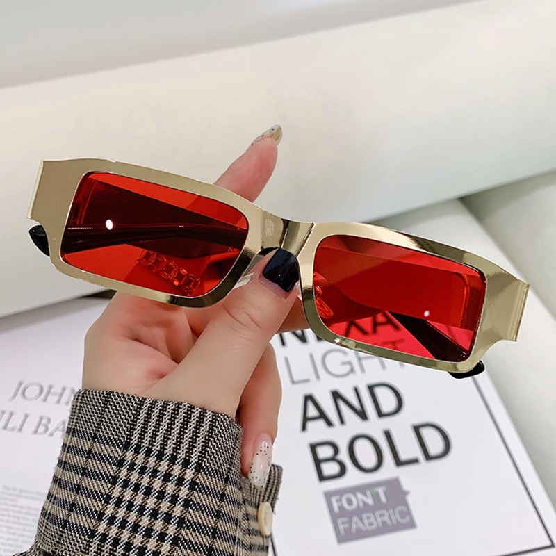 Kính Mát Lcy2022 Gọng Thép Mặt Vuông Chống Tia UV Sự Bảo Vệ