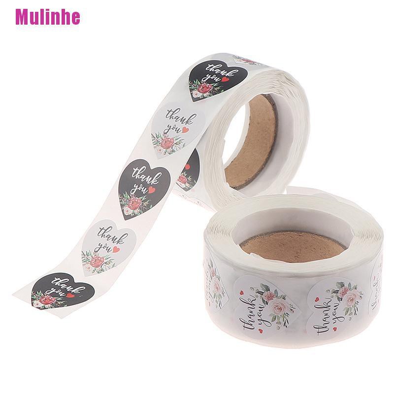 Cuộn 500 Nhãn Dán Niêm Phong Bao Bì Hình Trái Tim In Chữ thank you Tiện Dụng