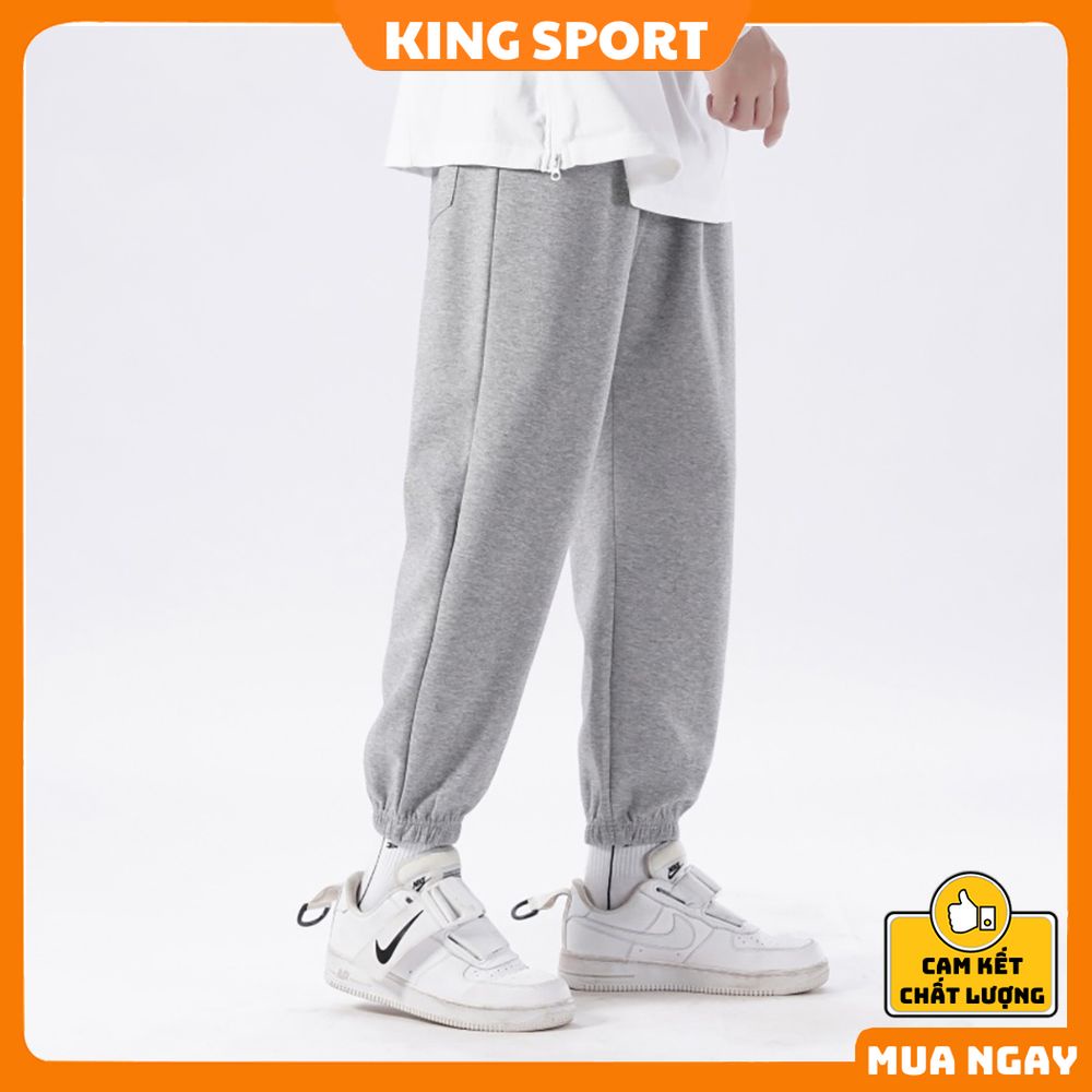 Quần jogger nam nữ ống rộng unisex bo gấu cao cấp KING SPORT Quần nỉ nam ống rộng dáng thể thao nam nữ basic